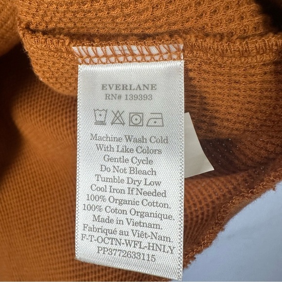 Everlane Organic Cotton Waffle Henley Cropped Thermal Tee Size Medium - Picture 3 of 4